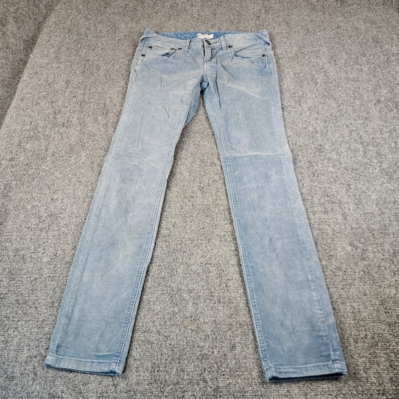 Free People Pants - Free People Blue Corduroy Pants Slim Straight Leg Low Rise Size 29 61855-16515